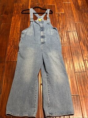 Listicle Wide-Leg Denim Overalls in Light Blue
